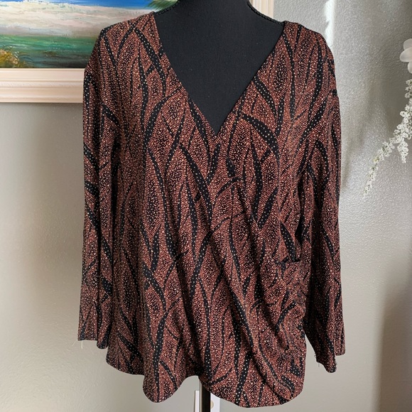 Helene Blake Black Gold Metallic Sparkly Top Size 2X - Picture 14 of 17